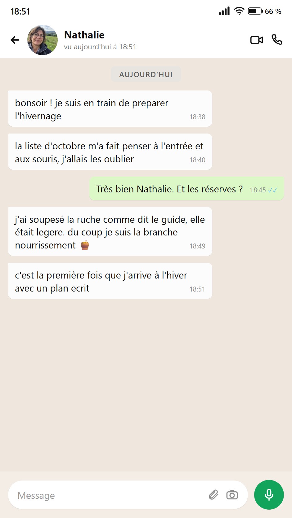 Quelqu'un écrit qu'il a préparé l'hivernage avec la liste d'octobre
